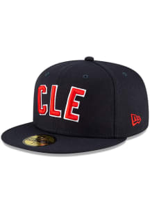New Era Cleveland Indians Mens Navy Blue MLB Ligature 59FIFTY Fitted Hat