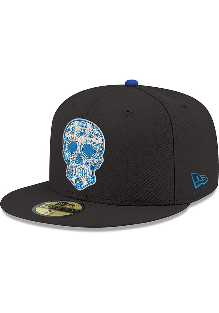 New Era Detroit Lions Black Sugar Skull 59FIFTY Fitted Hat, Black, POLYESTER, Size 7 5/8, Rally House