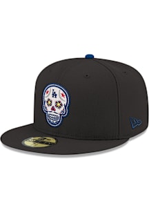 New Era Los Angeles Dodgers Mens Black Sugar Skull Blue UV 59FIFTY Fitted Hat