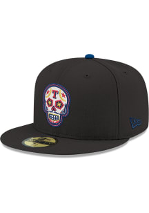 New Era Texas Rangers Mens Black 5950 TEXRAN BLACK DARK ROYAL Fitted Hat