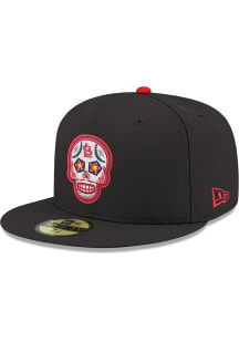 New Era St Louis Cardinals Mens Black Sugar Skull Red undervisor 59FIFTY Fitted Hat