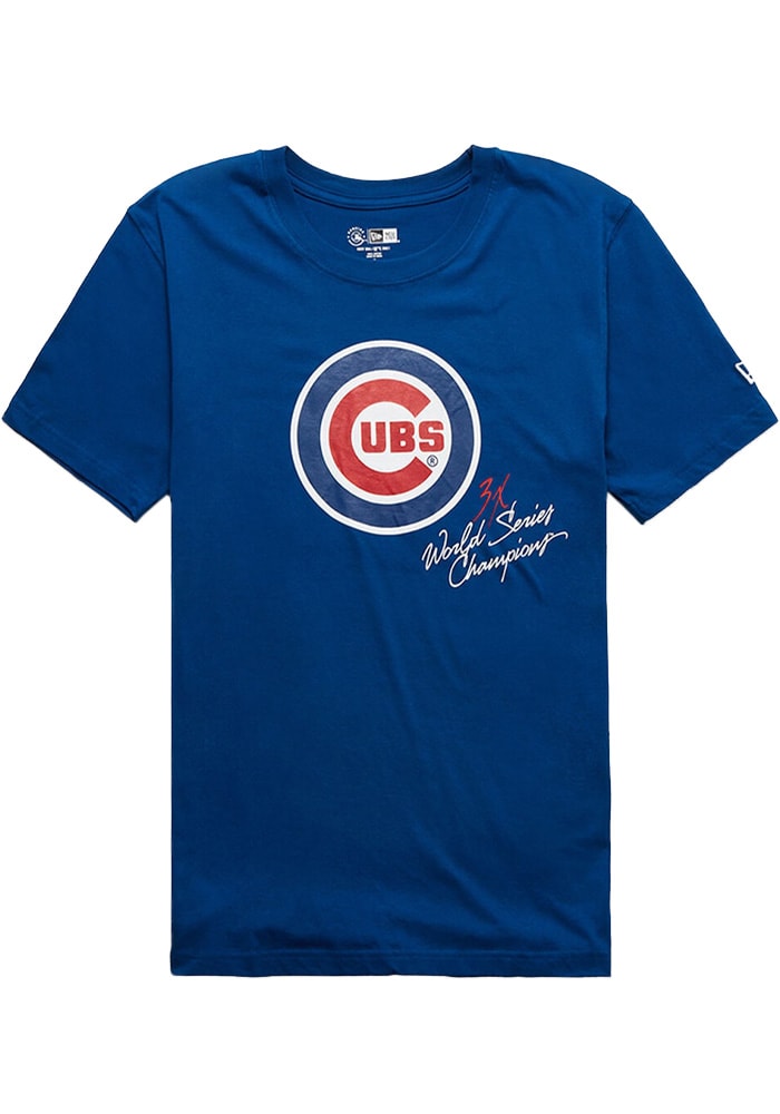 New Era Chicago Cubs Blue World Champions Short Sleeve T Shirt