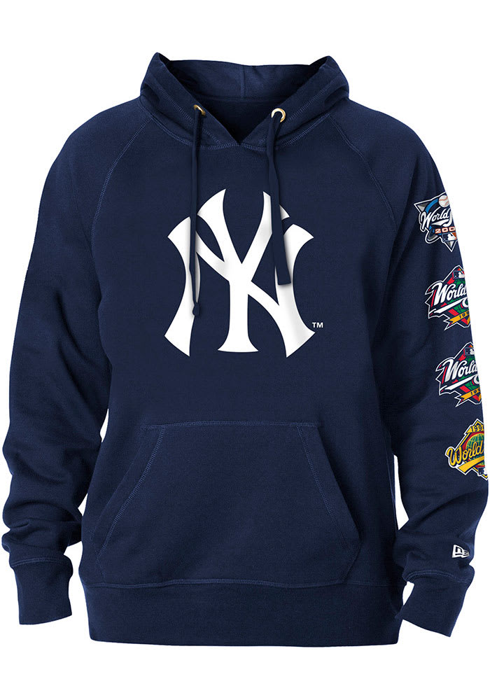New Era New York Yankees Mens Navy Blue World Champions Long Sleeve Hoodie