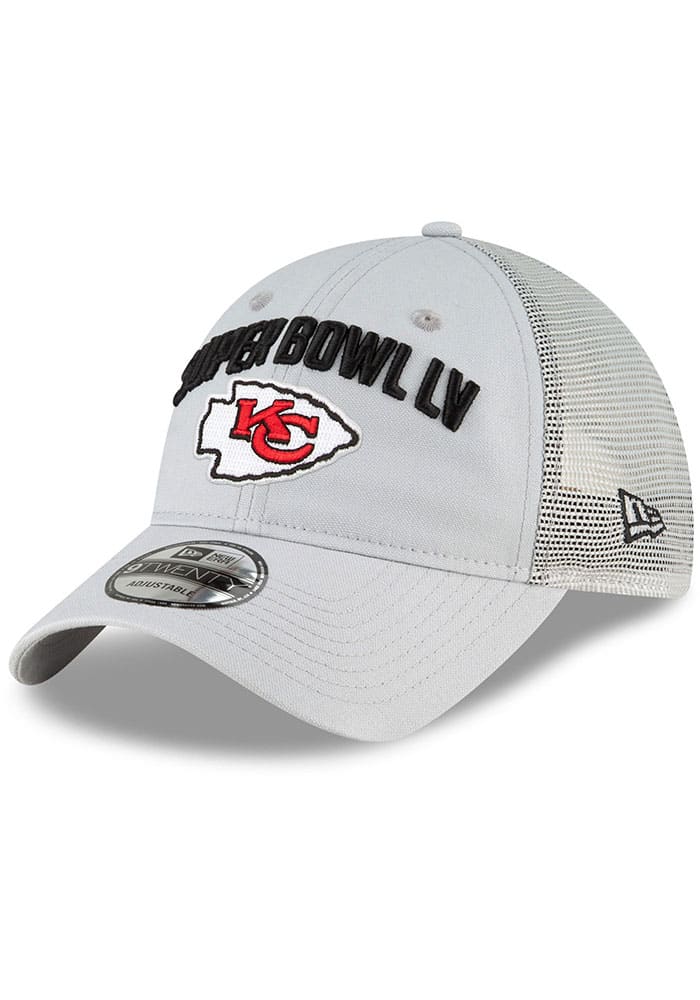 New Era Kansas City Chiefs Super Bowl LV Participation 9TWENTY Trucker Adjustable Hat - Grey