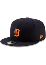 New Era Detroit Tigers Mens Navy Blue Road AC 59FIFTY Fitted Hat
