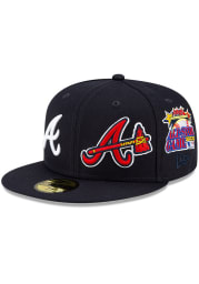 New Era Atlanta Braves Mens Navy Blue Patch Pride 59FIFTY Fitted Hat