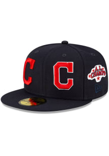 New Era Cleveland Indians Mens Navy Blue Patch Pride 59FIFTY Fitted Hat