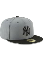 New Era New York Yankees Mens Grey New York Yankees Mlb Basic 59Fifty Fitted Fitted Hat