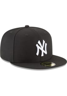 New Era New York Yankees Mens Black New York Yankees Black On White 59Fifty Fitted Fitted Hat