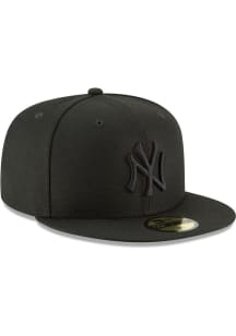 New Era New York Yankees Mens Black New York Yankees Black On Black 59Fifty Fitted Fitted Hat