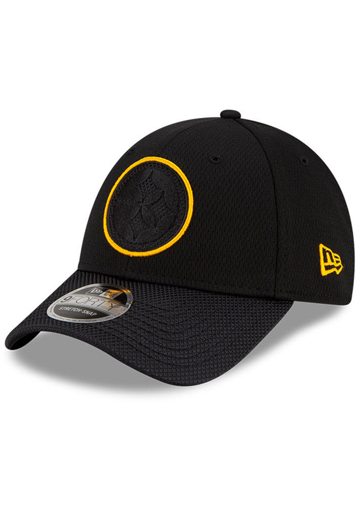 New Era Pittsburgh Steelers 2021 Sideline Road Stretch 9FORTY Adjustable Hat - Black