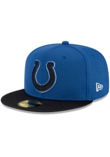New Era Indianapolis Colts Mens Blue 2021 Sideline Road 59FIFTY Fitted Hat