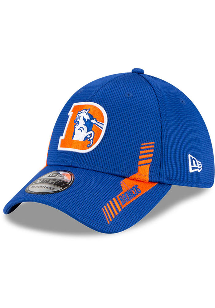 New Era Denver Broncos Mens Blue 2021 Sideline Home 39THIRTY Flex Hat