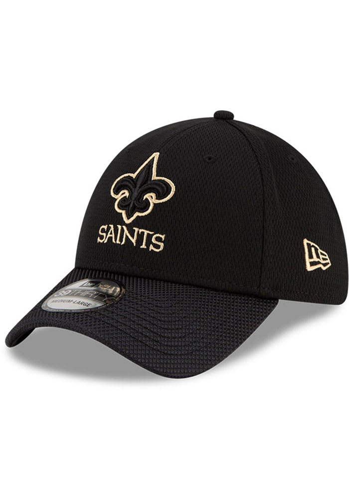 New Era New Orleans Saints Mens Black 2021 Sideline Road 39THIRTY Flex Hat