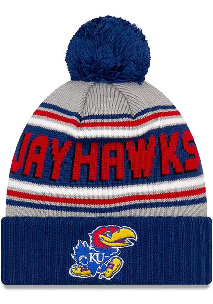 Adidas Kansas Jayhawks Blue Logo Front Cuff Mens Knit Hat