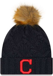New Era Cleveland Indians Navy Blue Luxe Womens Knit Hat