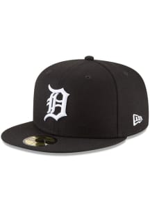 New Era Detroit Tigers Mens Black White Logo Basic 59FIFTY Fitted Hat