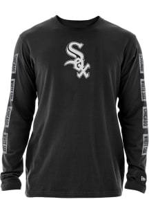 New Era Chicago White Sox Black Sleeve Repeating Long Sleeve T Shirt