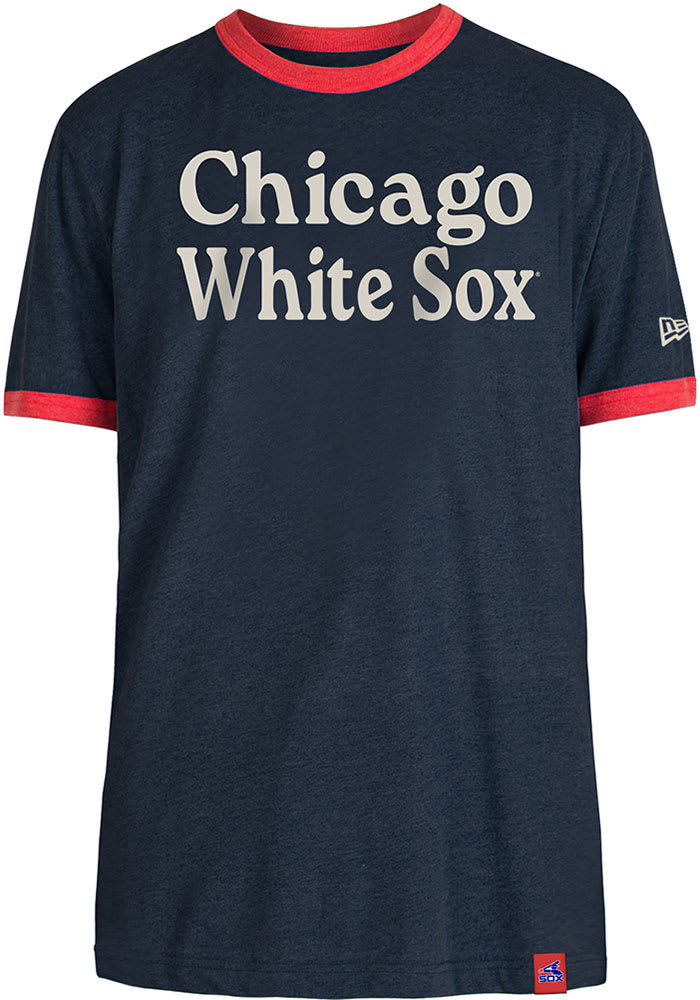 New Era Chicago White Sox Navy Blue BRUSHED BI-BLEND RINGER Short Sleeve Fashion T Shirt