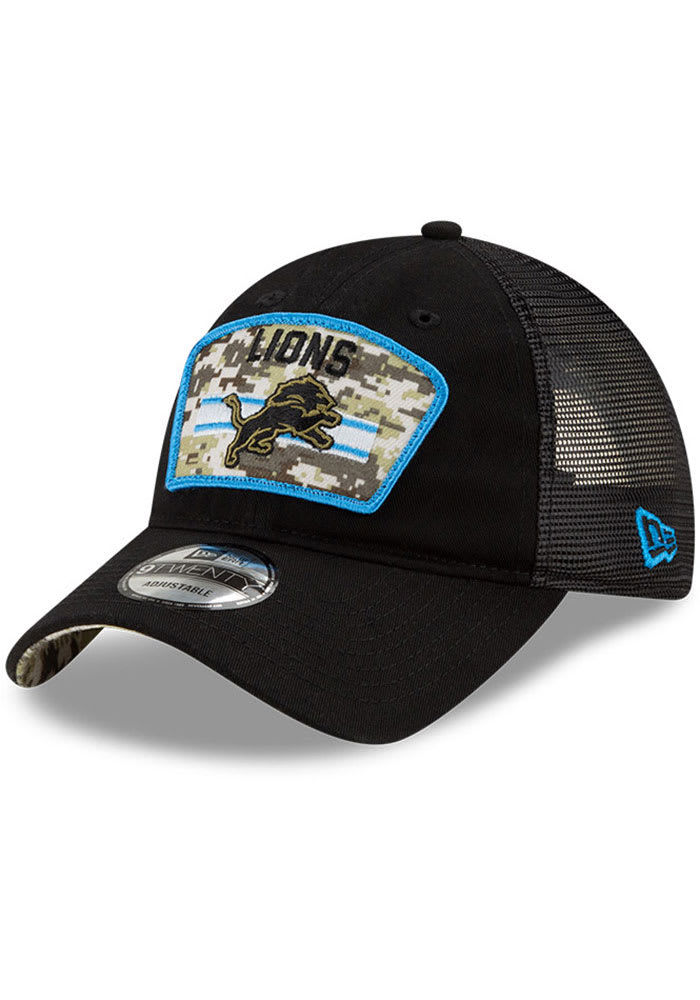 New Era Detroit Lions 2021 Salute to Service Trucker 9TWENTY Adjustable Hat - Black
