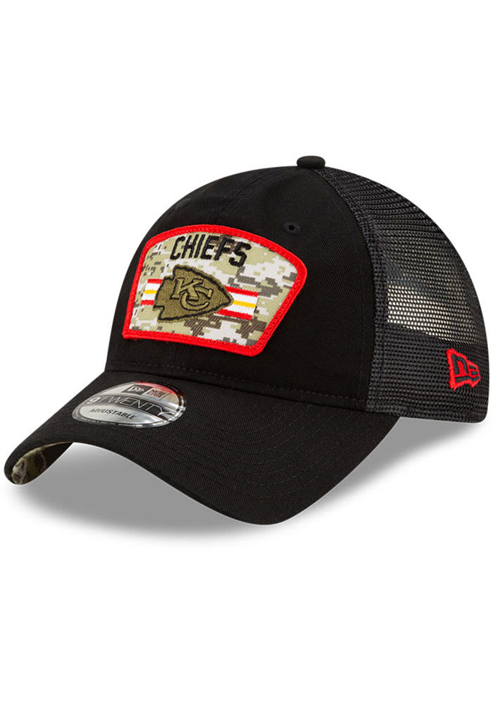 New Era Kansas City Chiefs 2021 Salute to Service Trucker 9TWENTY Adjustable Hat - Black