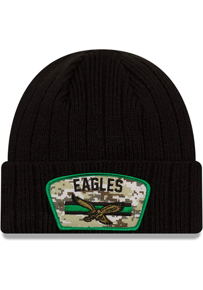 New Era Philadelphia Eagles Black 2021 Salute to Service Sport Mens Knit Hat