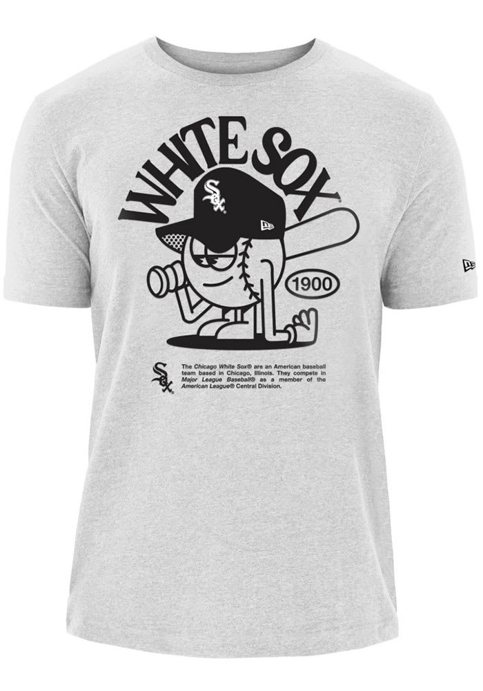 New Era Chicago White Sox White CARTOON BASEBALL BI-BLEND Short Sleeve T Shirt