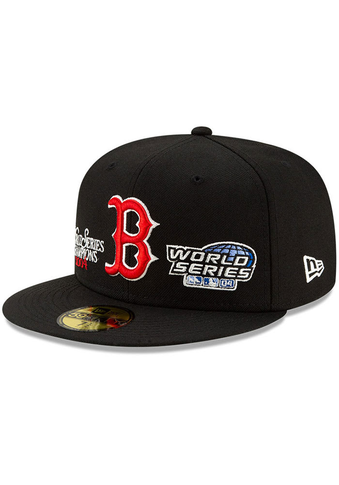 New Era Boston Red Sox Mens Black Champion 59FIFTY Fitted Hat
