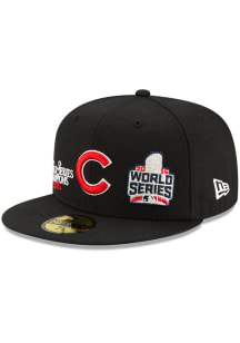 New Era Chicago Cubs Mens Black Champion 59FIFTY Fitted Hat