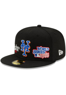 New Era New York Mets Mens Black Champion 59FIFTY Fitted Hat