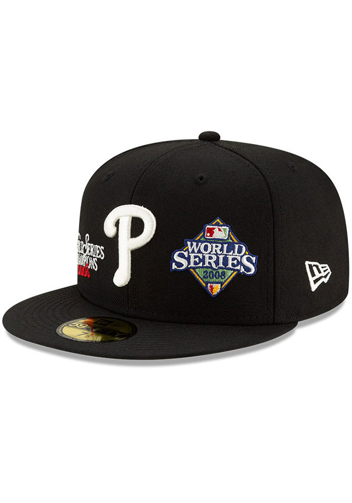 Men's Philadelphia Phillies New Era Black 2008 World Series Champions  59FIFTY Fitted Hat