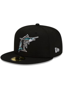 New Era Miami Marlins Mens Black World Series Patch Up 59FIFTY Fitted Hat