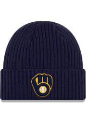 New Era Milwaukee Brewers Navy Blue Core Classic Cuff Mens Knit Hat
