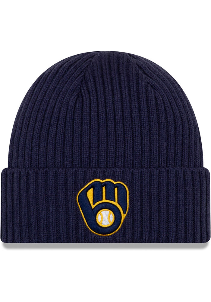 New Era Milwaukee Brewers Navy Blue Core Classic Cuff Mens Knit Hat