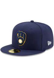 New Era Milwaukee Brewers Mens Navy Blue AC On-Field Home 59FIFTY Fitted Hat