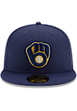 New Era Milwaukee Brewers Mens Navy Blue AC On-Field Home 59FIFTY Fitted Hat