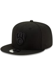 New Era Milwaukee Brewers Black Tonal 9FIFTY Mens Snapback Hat