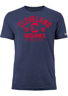 New Era Cleveland Indians Blue TRI-BLEND Short Sleeve Fashion T Shirt