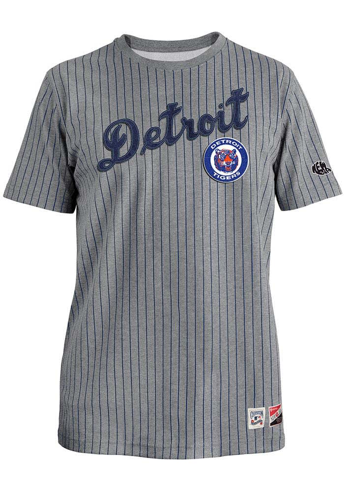 New Era Detroit Tigers Ivory Throwback Pinstripe Short Sleeve Fashion T Shirt, Ivory, 63% Cotton / 37% POLYESTER, Size 2XL, Rally House