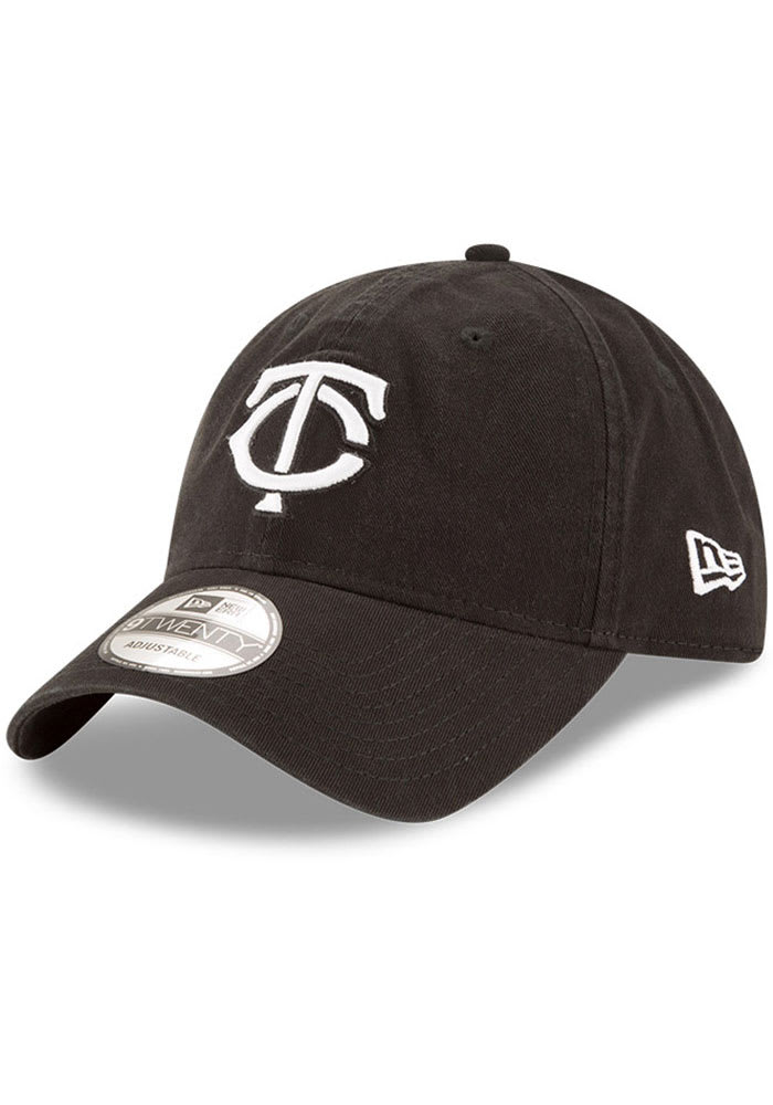 New Era Minnesota Twins White Logo Core Classic 9TWENTY Adjustable Hat - Black