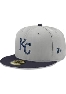 New Era Kansas City Royals Mens Grey KC Royals 2Tone GCP Gray and Navy 59FIFTY Fitted Hat