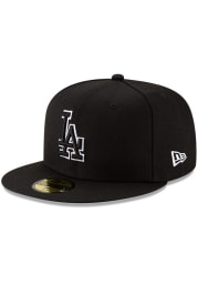 New Era Los Angeles Dodgers Mens Black White Outline Basic 59FIFTY Fitted Hat