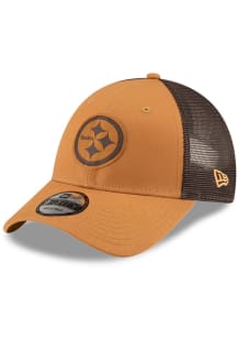 New Era Pittsburgh Steelers Pittsburgh Steelers Tonal Canvas Trucker 9FORTY Adjustable Hat - Tan