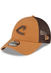 New Era Cleveland Guardians Cleveland Indians Tonal Canvas Trucker 9FORTY Adjustable Hat - Tan
