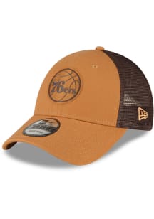 New Era Philadelphia 76ers Philadelphia 76ers Tonal Canvas Trucker 9FORTY Adjustable Hat - Tan