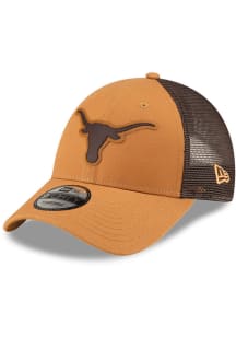 New Era Texas Longhorns Texas Longhorns Tonal Canvas Trucker 9FORTY Adjustable Hat - Tan