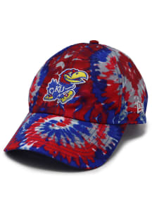 New Era Kansas Jayhawks Kansas Jayhawks 3-Tone Tie Dye Casual Classic Adjustable Hat - Blue