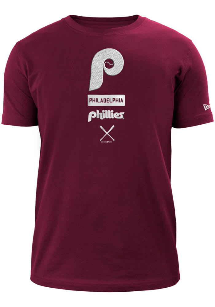 New Era Philadelphia Phillies Maroon Multi Logo Stack Short Sleeve T Shirt