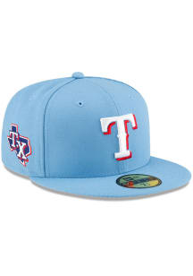 New Era Texas Rangers Mens Blue Texas Rangers Blue City Landmark UV 59FIFTY Fitted Hat