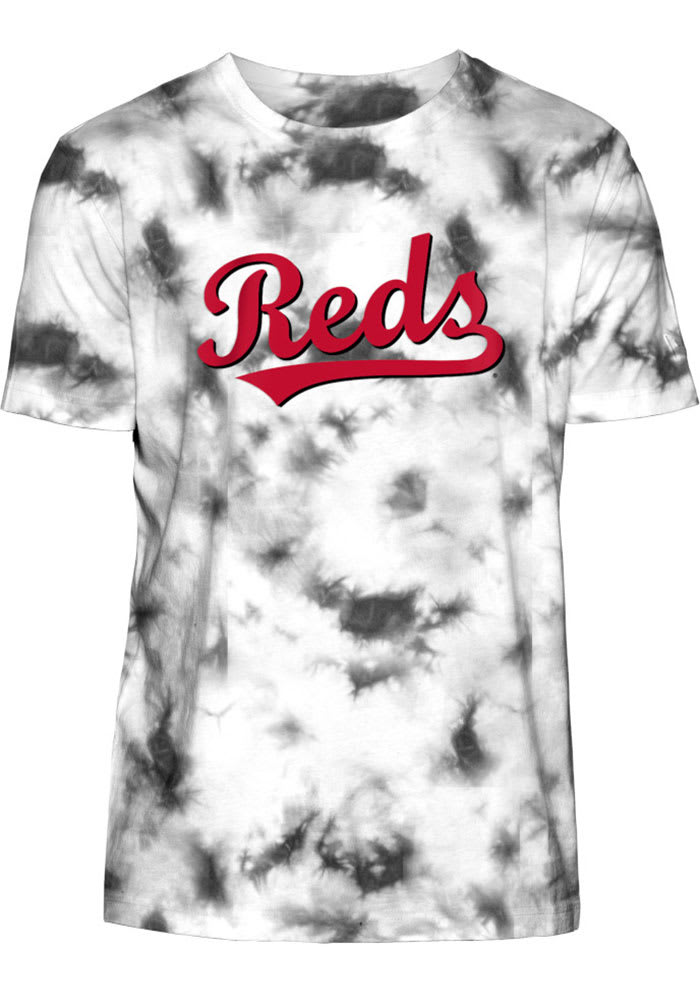 New Era Cincinnati Reds Black Team Color Tie Dye Short Sleeve Fashion T Shirt, Black, 50% Cotton / 50% POLYESTER, Size L, Rally House